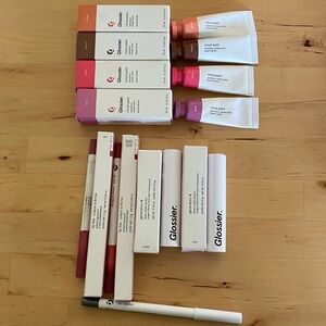 Glossier Cloud Paint, Original Gen G Lip, Bit and Black Cherry Lip Liner, Etch